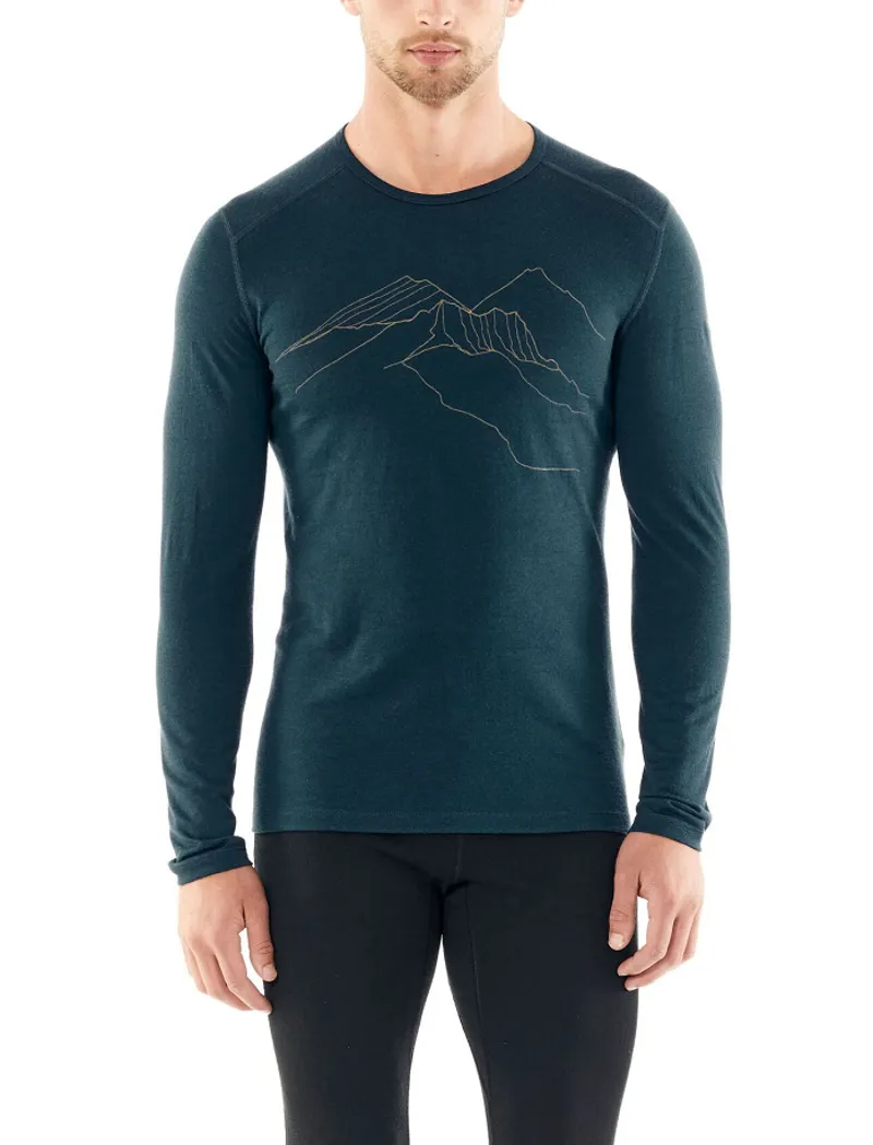 Icebreaker Mens 200 Oasis LS Crewe The Higher We Go Nightfall-1